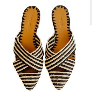 Giovanna Venus Raffia Mule Black and Nude Stripe